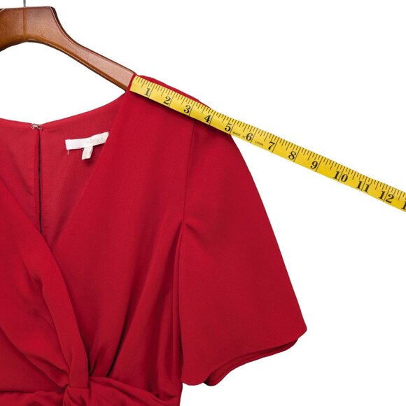Harlyn Twist Front Jumpsuit Womens Solid Red Short Sleeve Wide Leg Size S - Picture 11 of 13